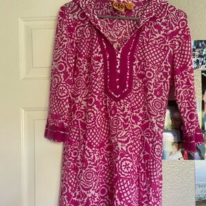 Tory Burch Pink and White Patterned Top